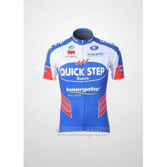 2011 Cycling Jersey Quick Step Floor White and Sky Blue Short Sleeve and Bib Short